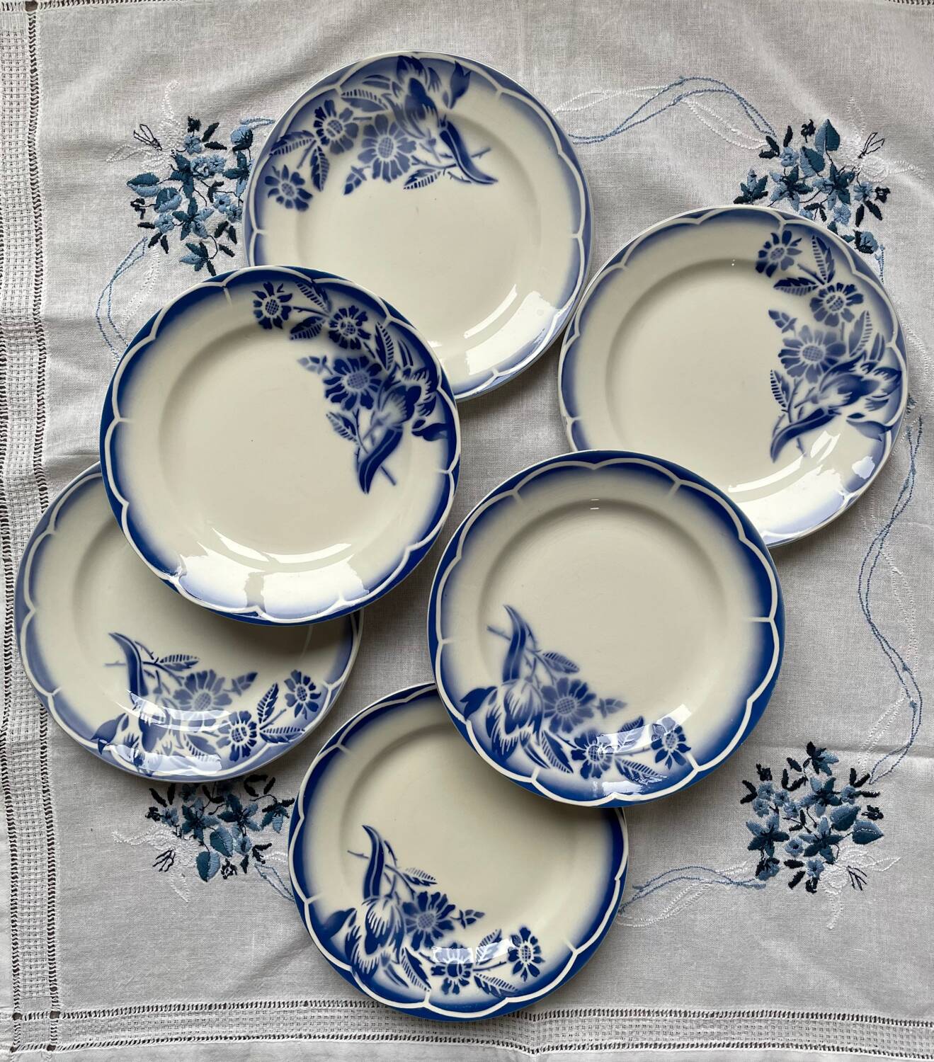 6 dessert plates Sarreguemines Digoin Model André
