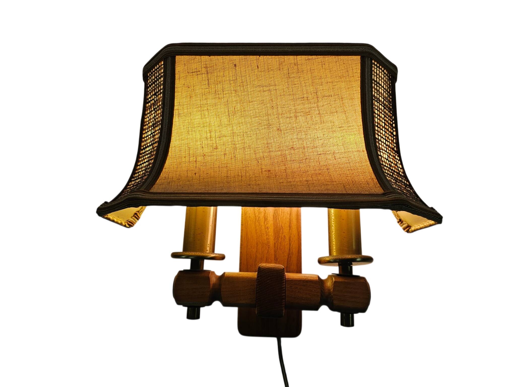 Herda Holland - pull-pendant wall lamp - wood - brass - 70s