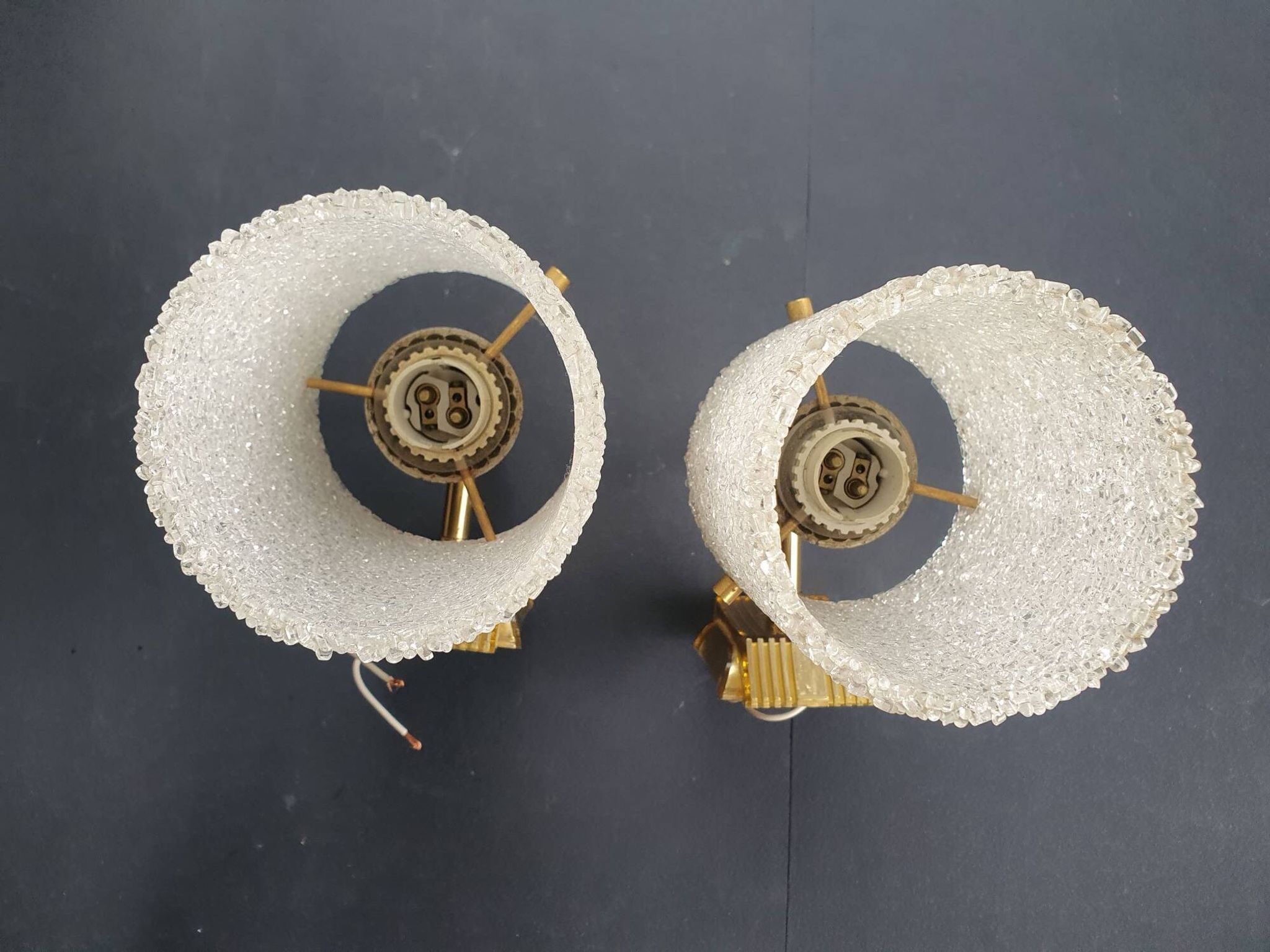 Pair of vintage 1970s perspex wall sconces.