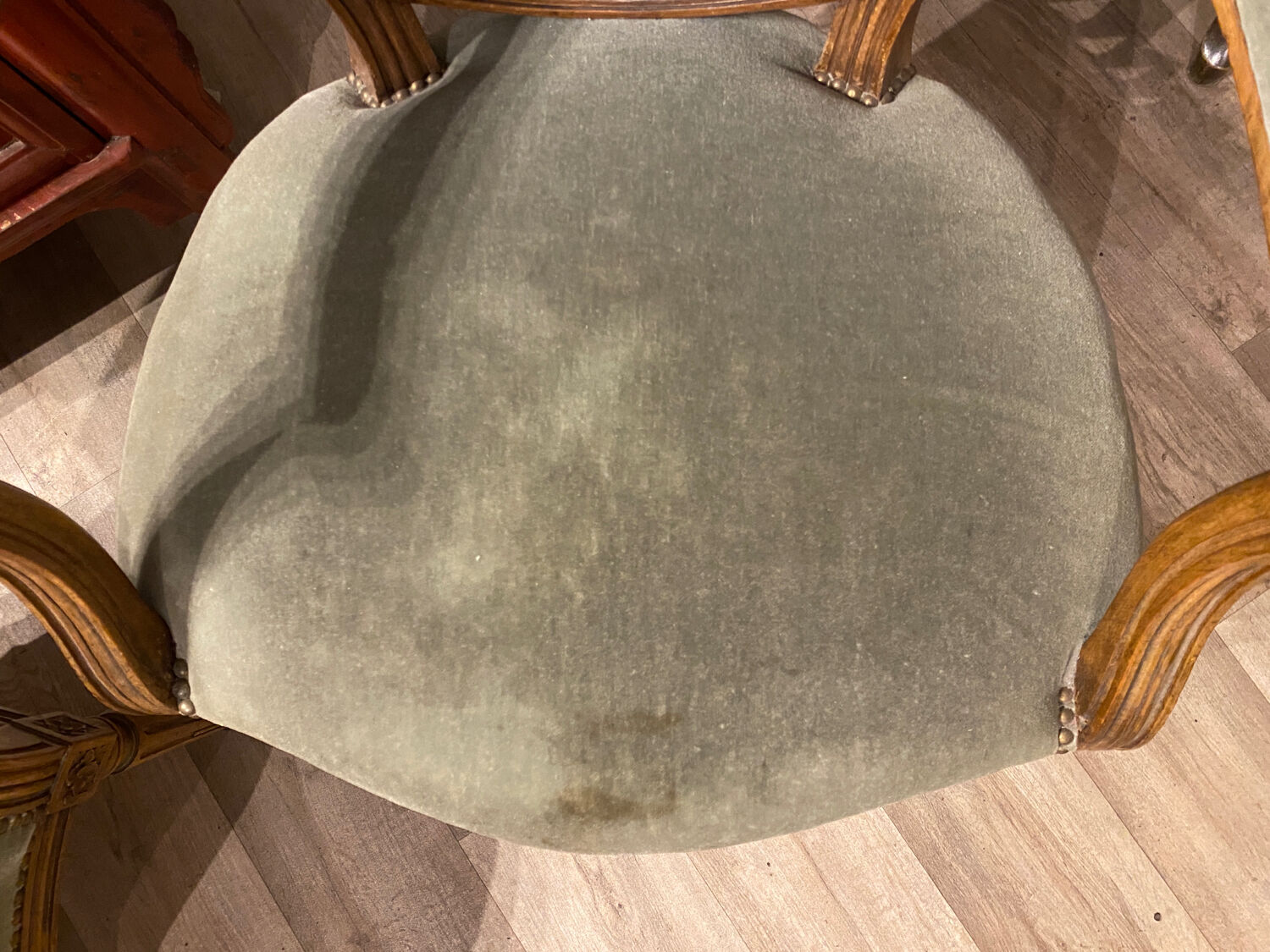 Pair of Louis XVI style medallion armchairs