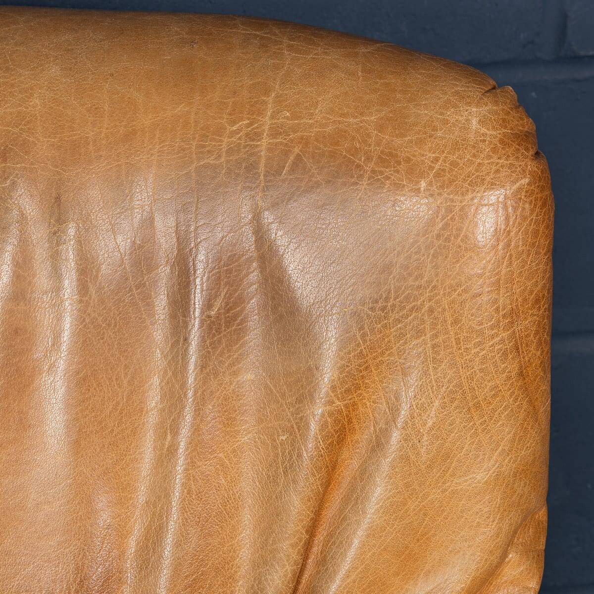 Vintage 20thc pair of italian leather lounge chairs by rossi di albizzate