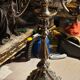 Silver metal candlestick 5 lights baroque style