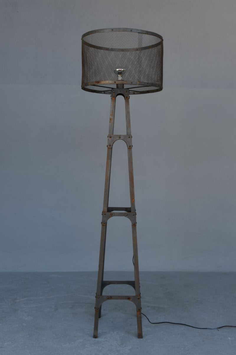 Pair of vintage industrial style metal lampposts