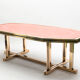 Table laquée rouge laiton 1970
