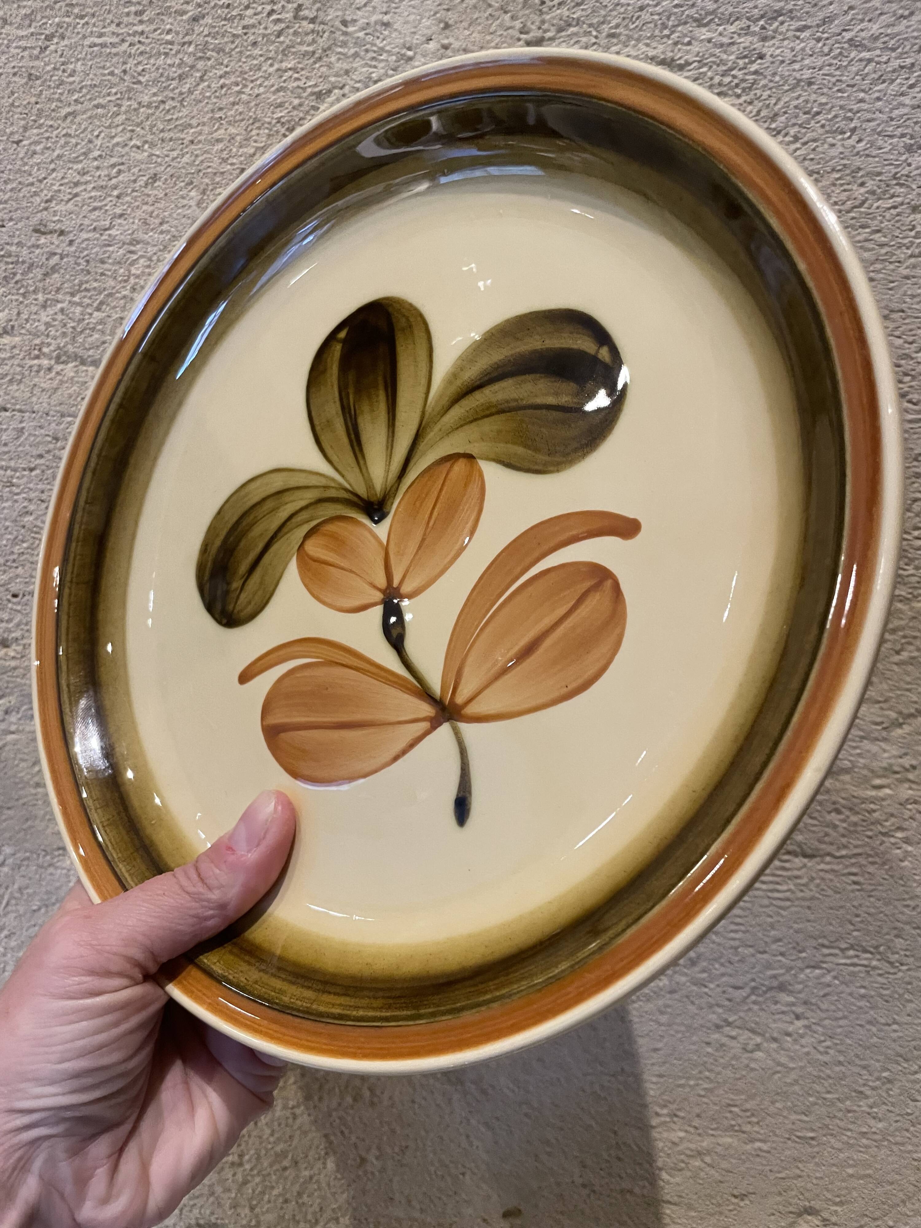 6 Gien earthenware dinner plates, Fuego pattern