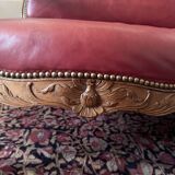 Regency 3-seater sofa in burgundy wood and leather