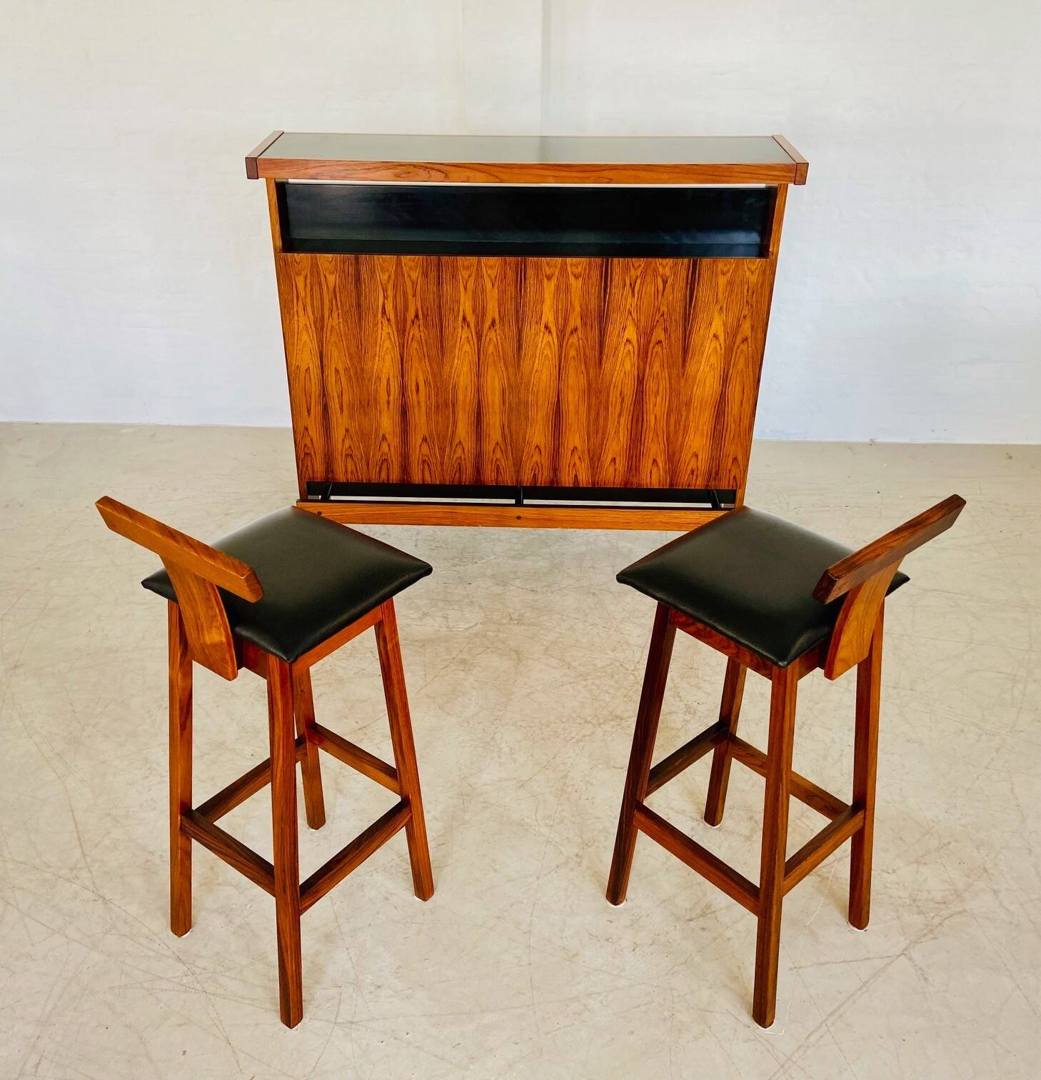 Mid-century rosewood bar and stools by Niels Erik Glasdam Jensen 1960s
