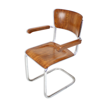 Chaise Bauhaus chrome restaurée par Rudolf Vichr Prag, années 1930