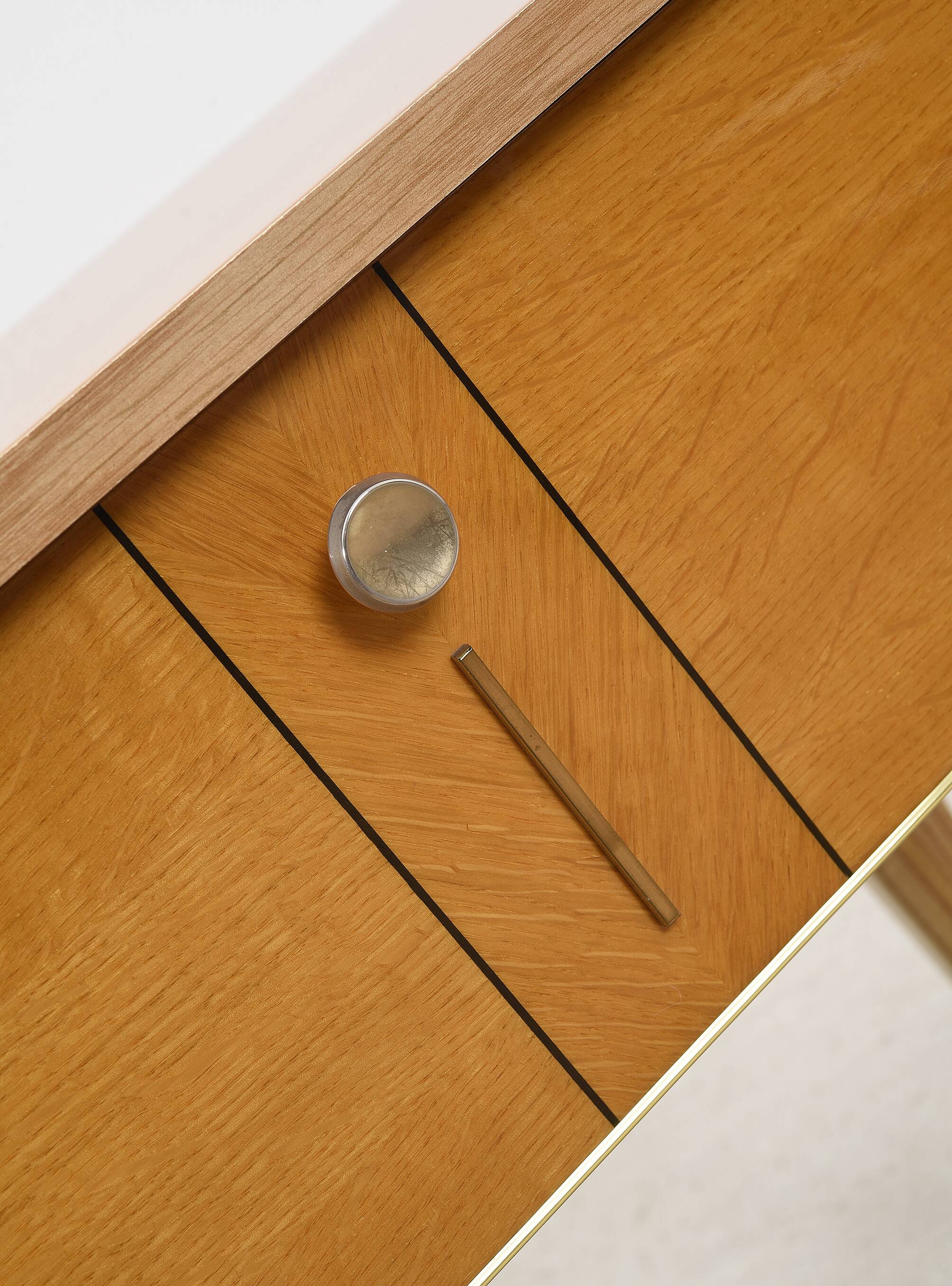 Vintage bedside table in blond oak