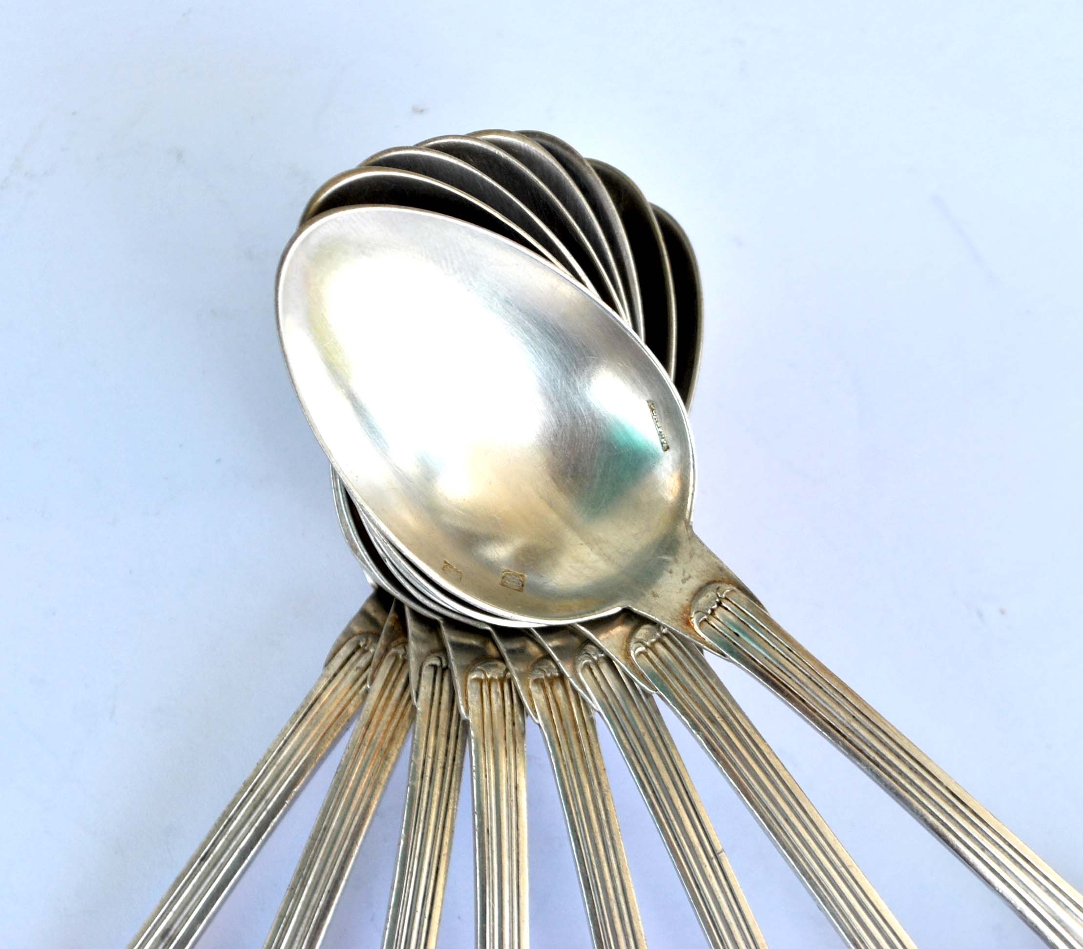 Set of 8 teaspoons in silver metal boulenger rinceaux decoration 14cm