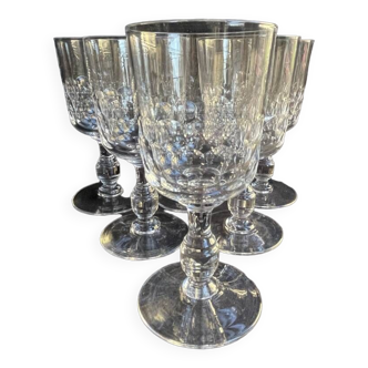 6 Blown and cut crystal water glasses – Art Nouveau