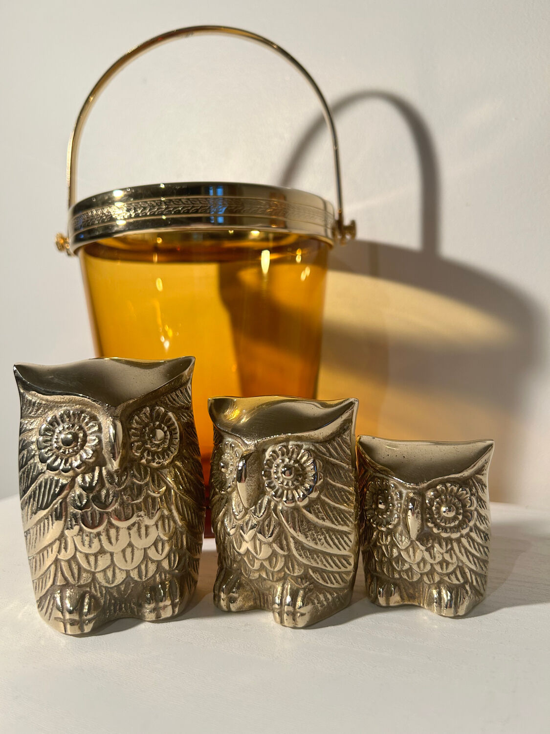 3 owls golden brass owl