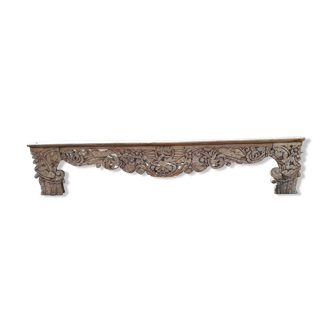 Vosges pediment in carved wood, oak, 19th