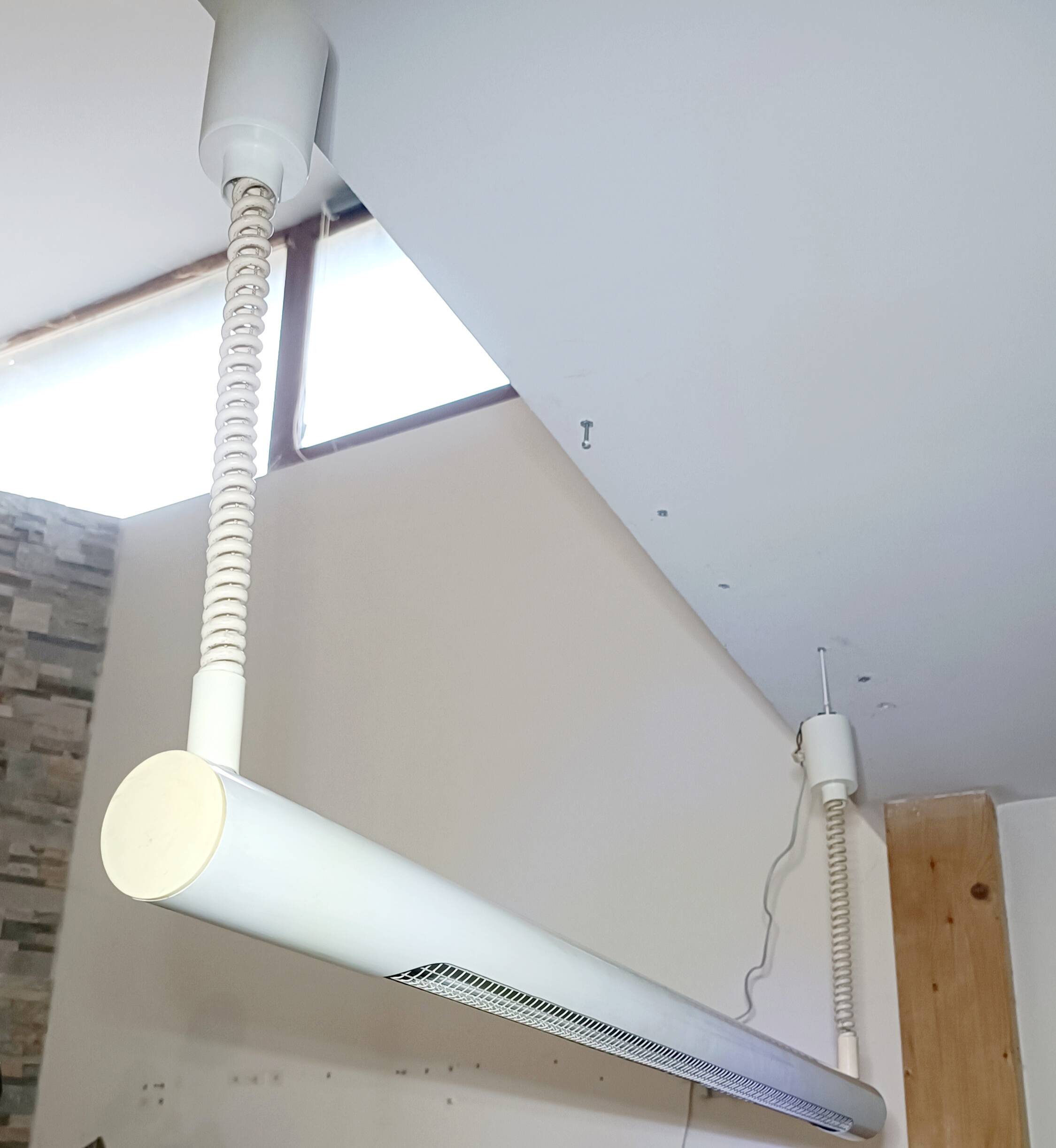 Massive 1980s Set of 2 Industrial Pendant Lamps