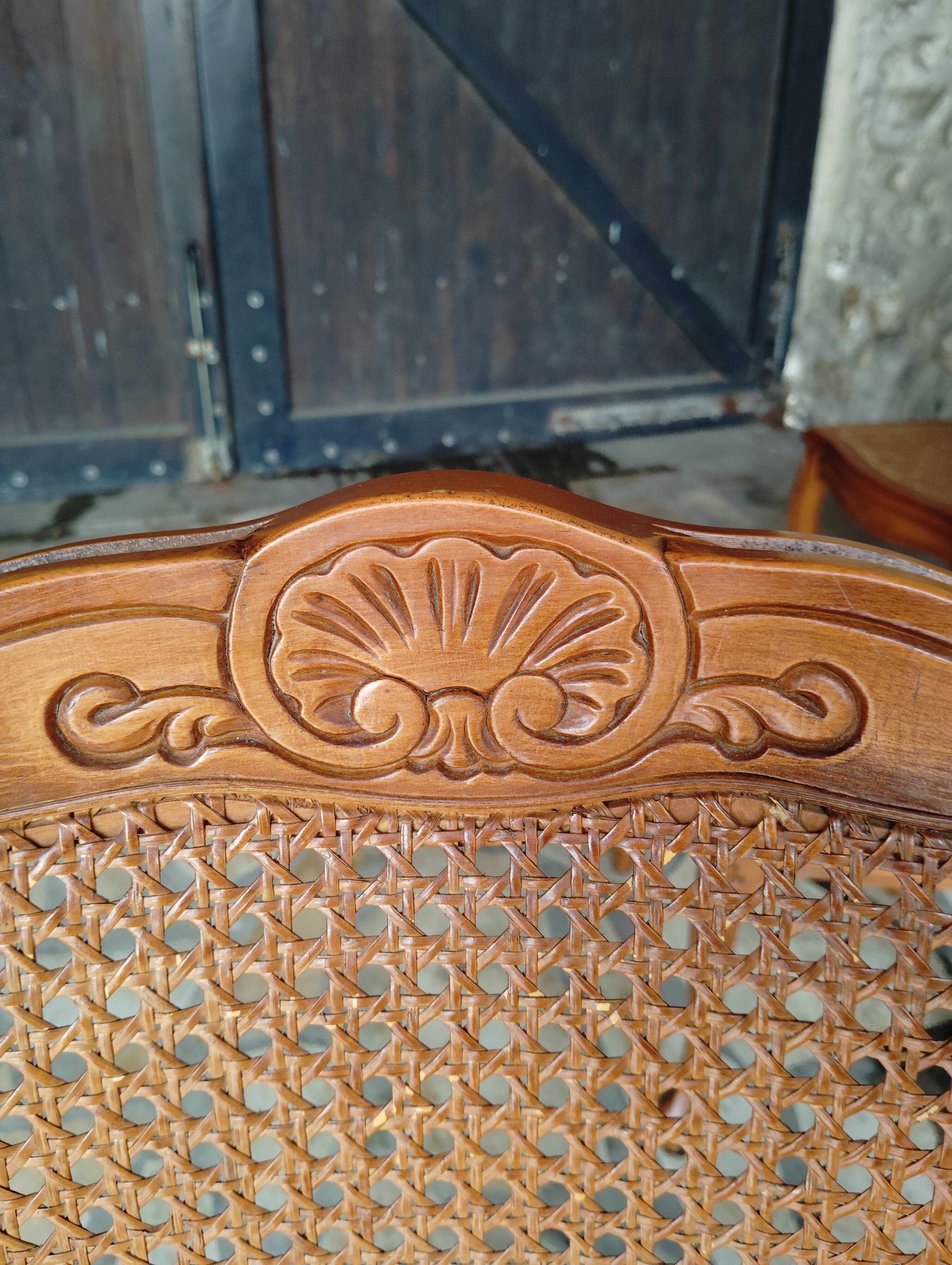 Set of 6 Louis XV chairs in wood and cane