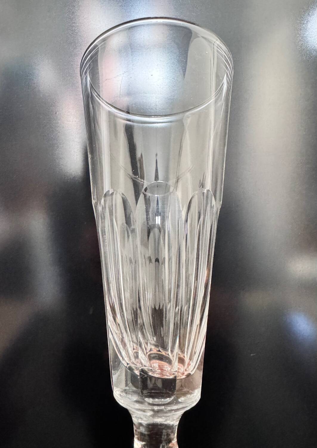 Set of 7 Baccarat crystal champagne flutes