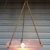 Art deco ceiling lamp in pink pressed molded glass - working condition - "the grapes"