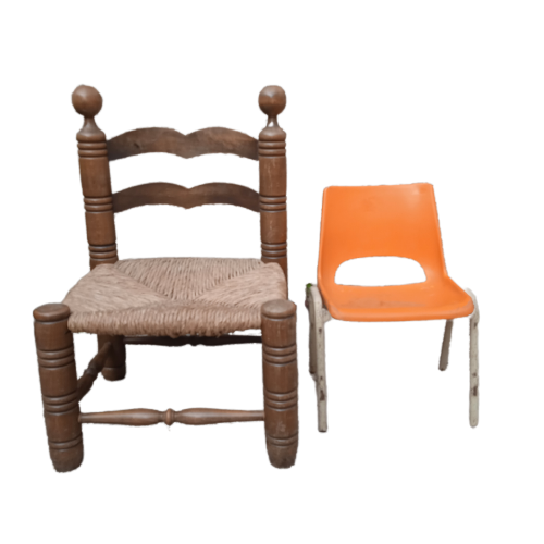 Low chair called fireplace or corner of the fire brutalist art