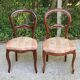 2 Louis Philippe chairs in curved solid wood and ecru fabric