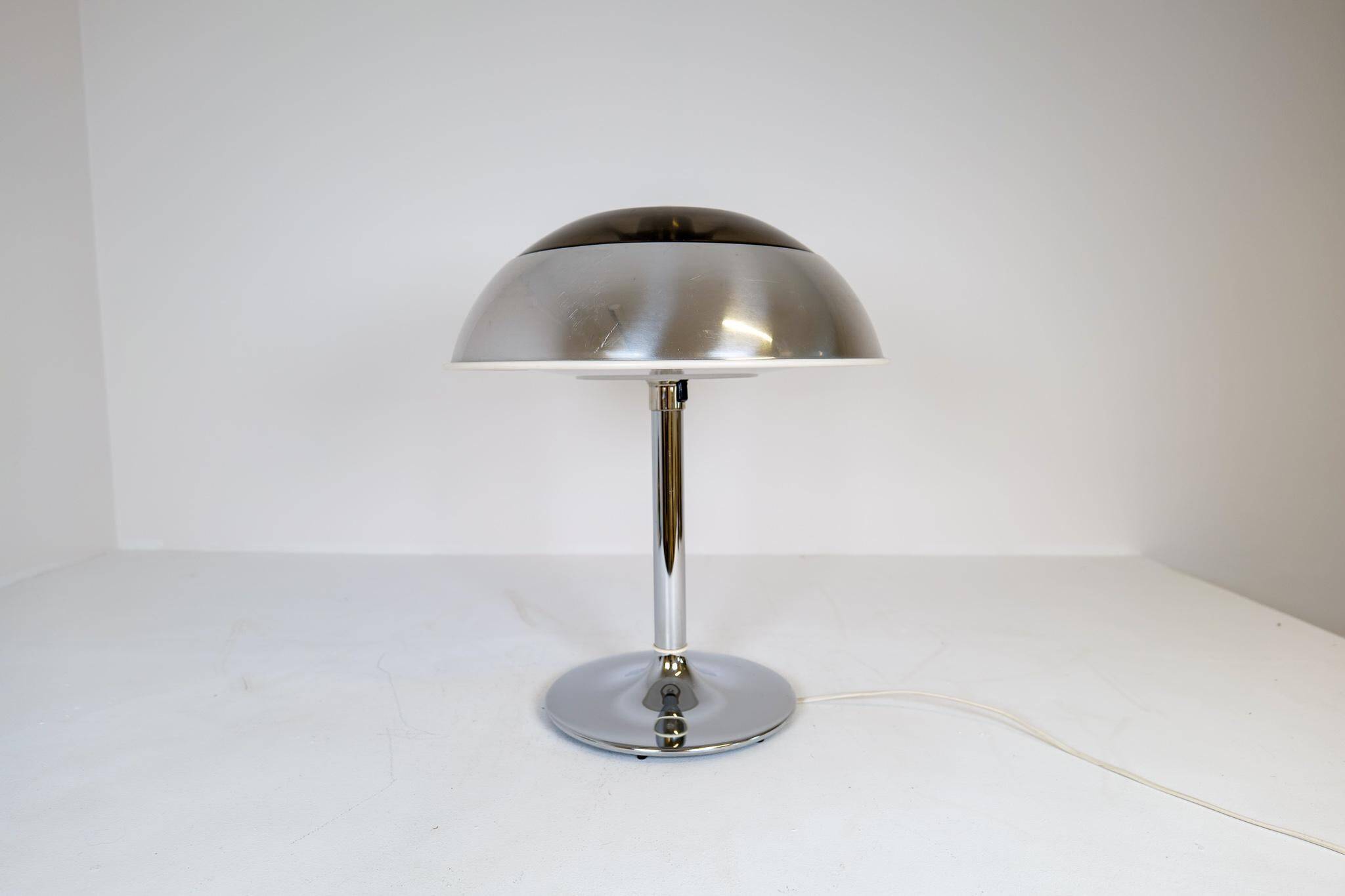 Large Space Age chrome table lamp by Fagerhults, Sweden, 1970s.