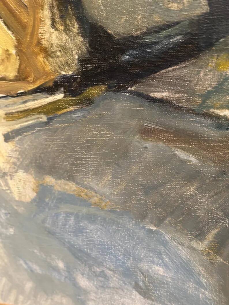 Large Original Swedish Oil on Canvas – “Storm Clouds Bohuslän” by Stig Delang – Signed – Vintage & Framed