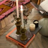 Vintage coffee table Italian design curved glass and travertine