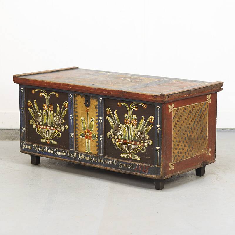 Painted Folk Art Bridal Chest 1825