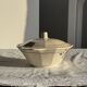 Antique Sarreguemines soup tureen with lid, rose pattern, D33 H28.
