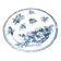 Large round antique plate with monochrome blue and black floral decoration, circa 1850.