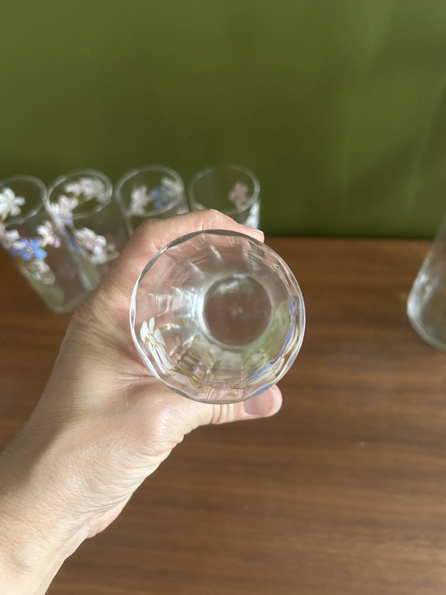 Set of carafe and 6 Legras glasses