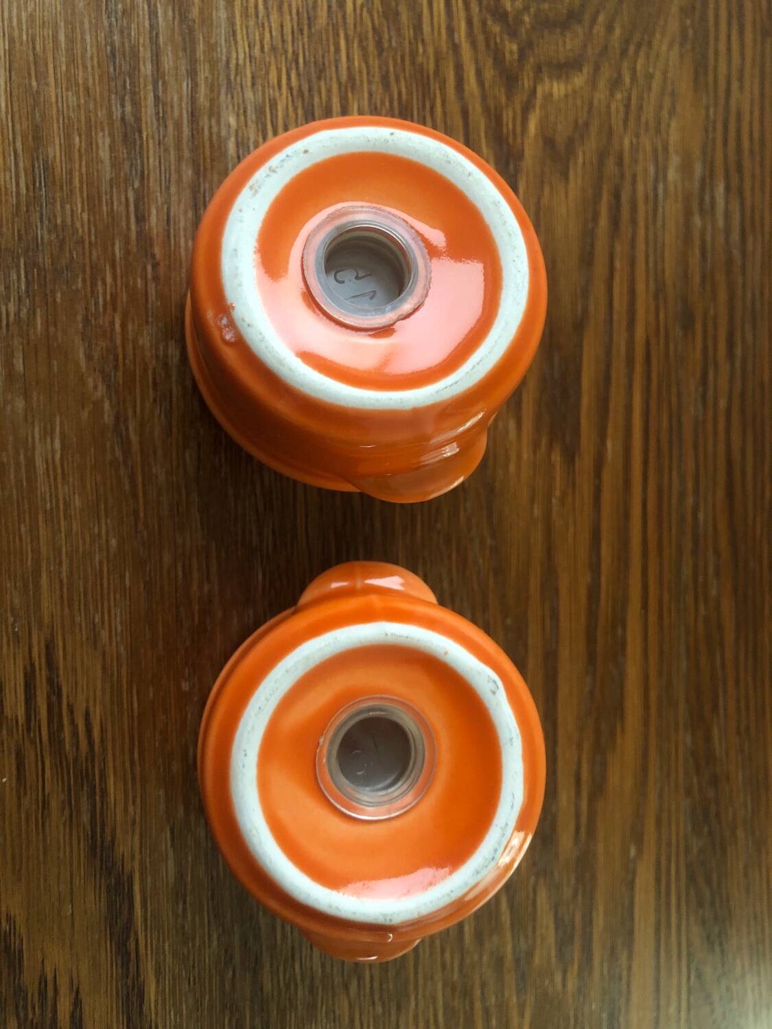 Le Creuset salt and pepper shakers