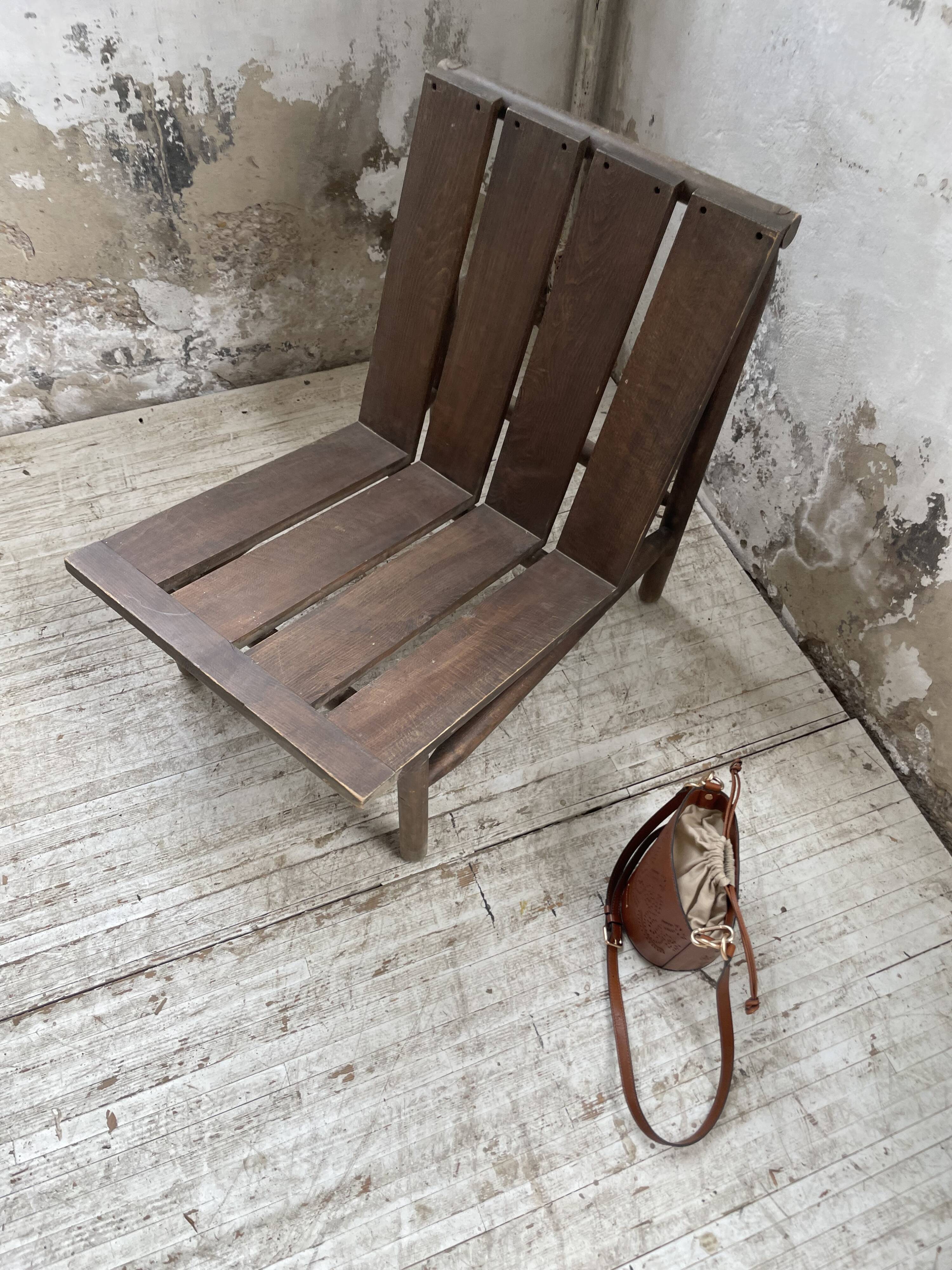 Modernist oak armchair