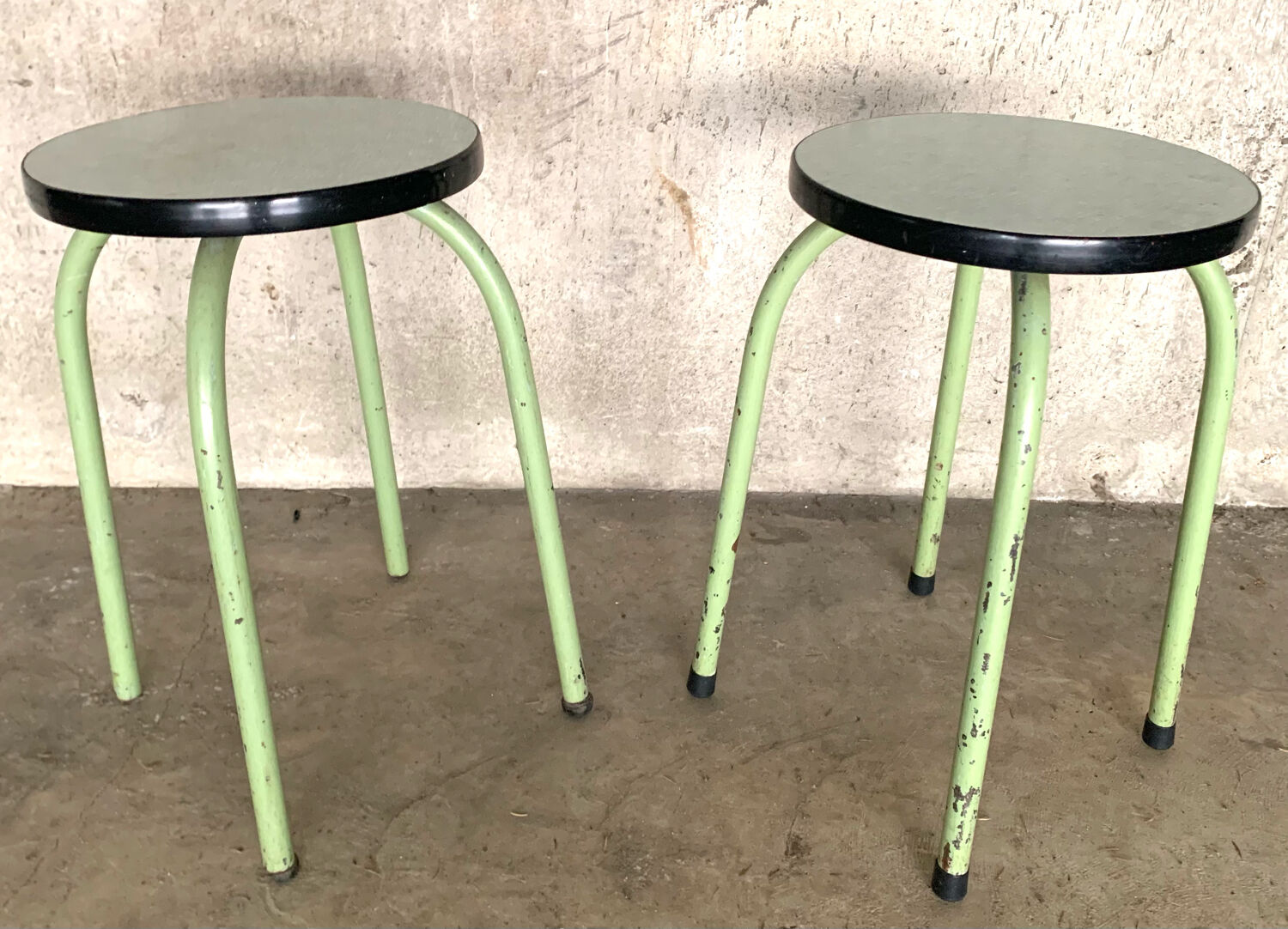 Pair of green Formica stools