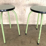 Pair of green Formica stools