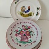 Set of 6 plates with birds and roosters.