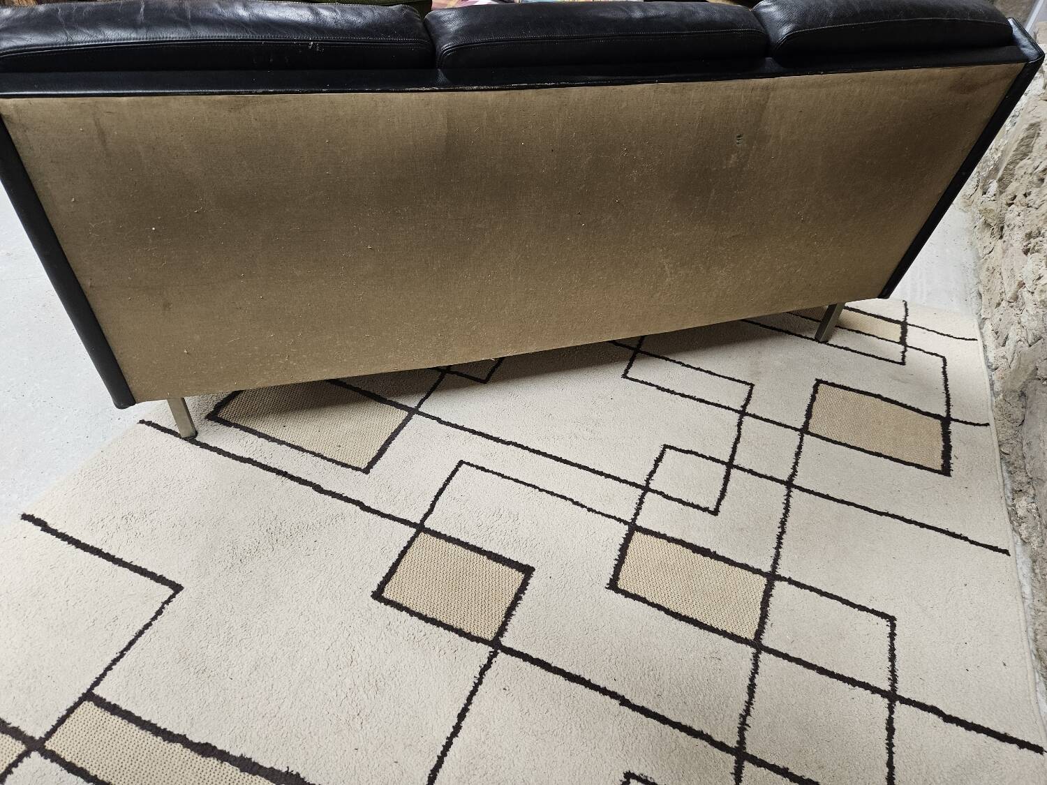 Vintage leather bench sofa 1970"