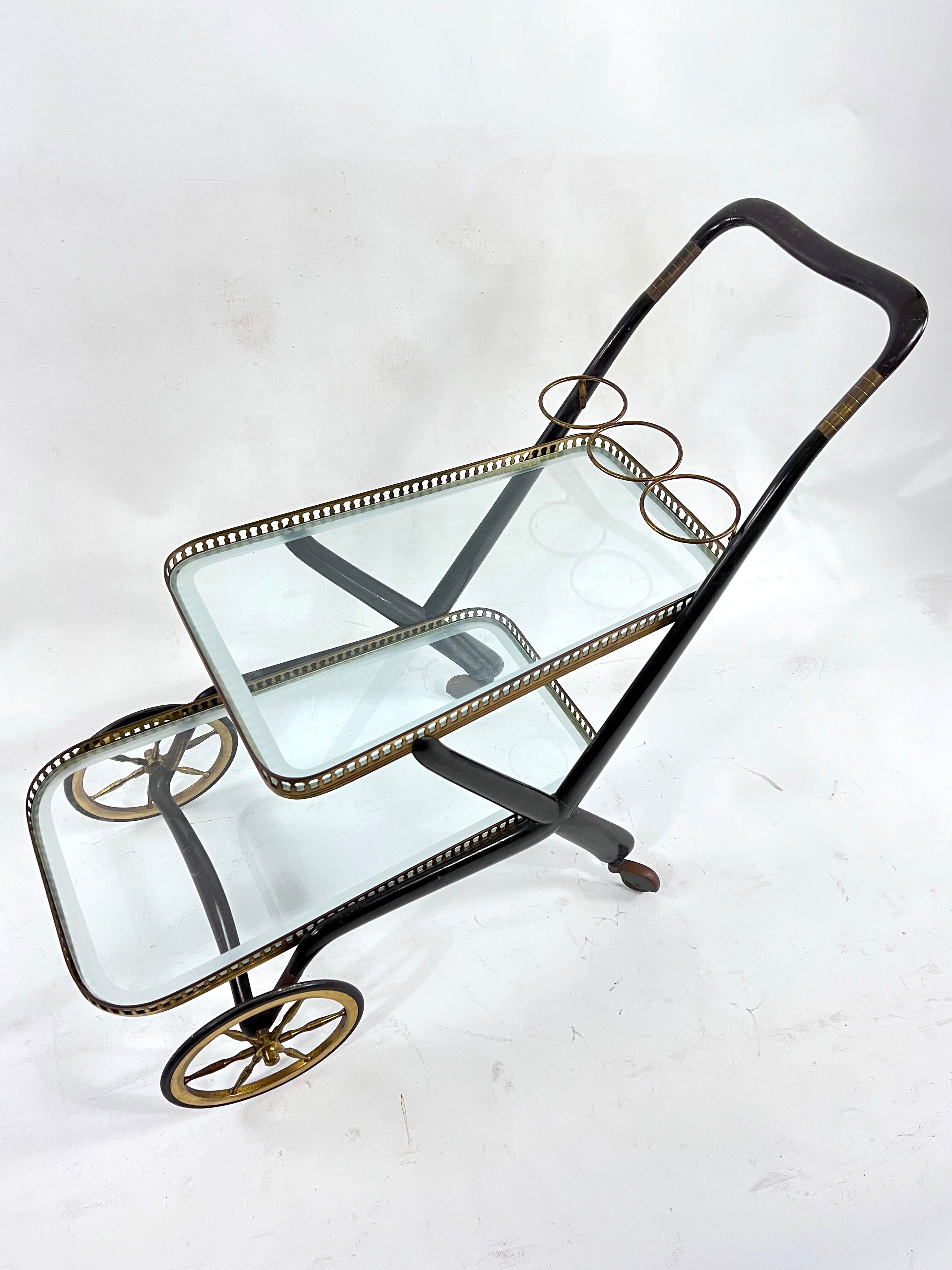 Mid-century serving bar cart, italy 1950s