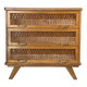 Commode vintage en chêne et rotin