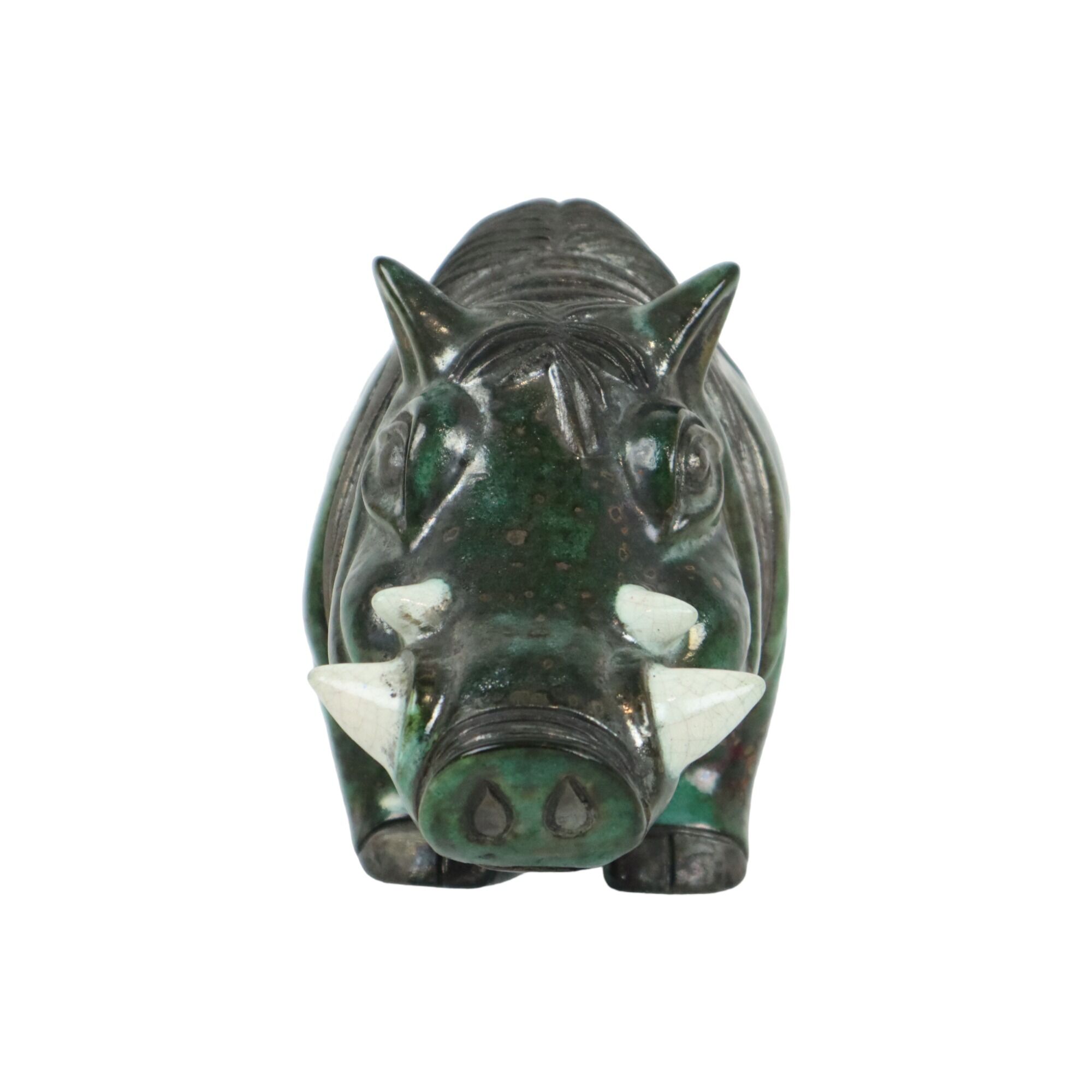 Warthog warthog statue sculpture ceramic pottery raku fired 23cm