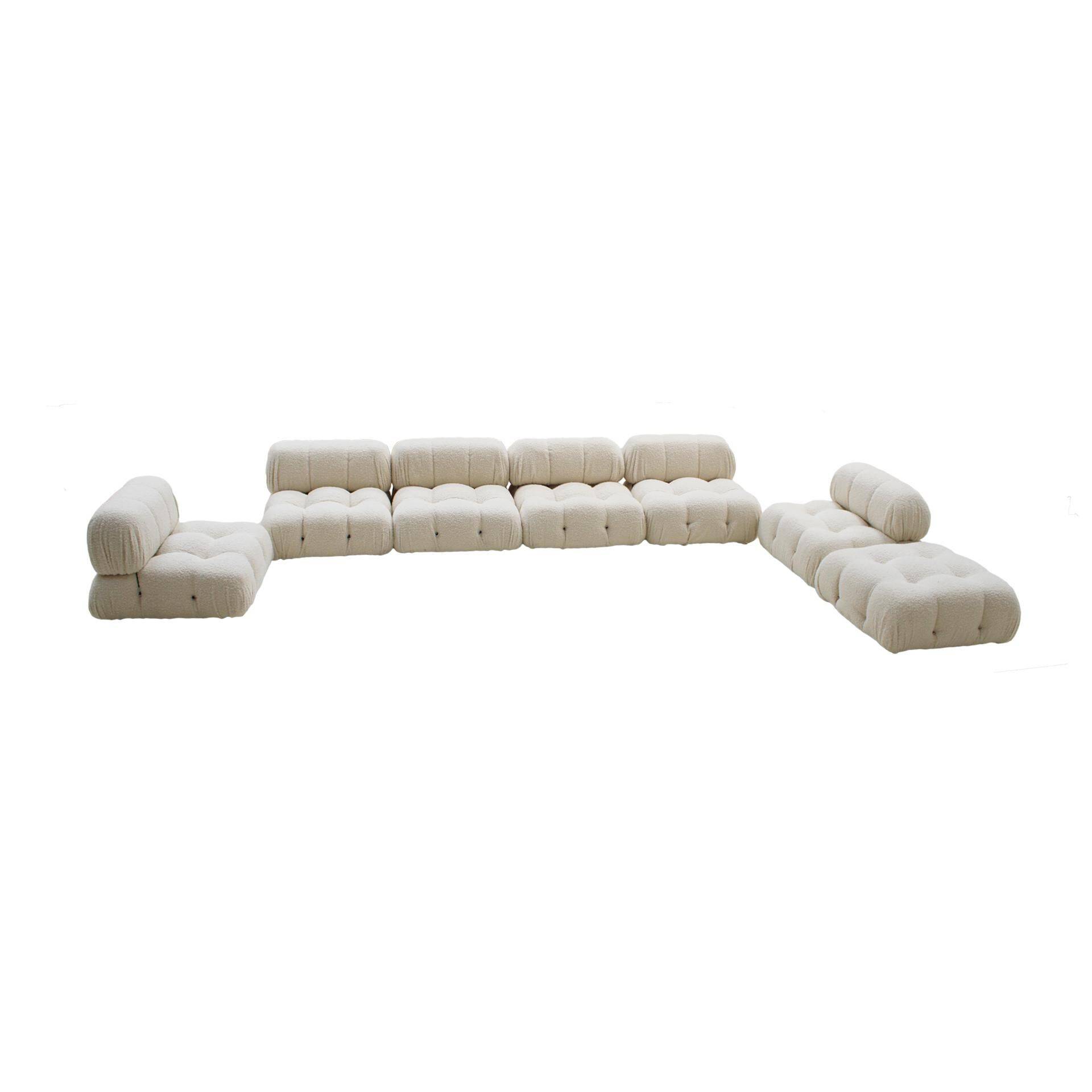 Mid Century by Mario Bellini Italian Camaleonda White Bouclé Fabric Modular Sofa