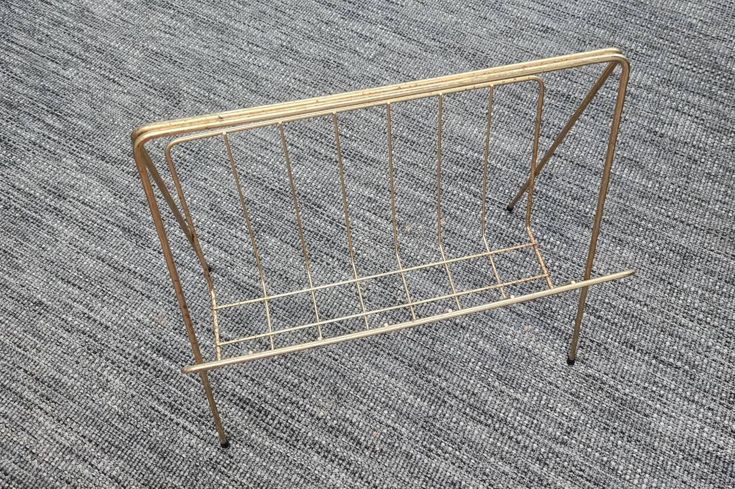 Vintage gold-tone metal magazine rack