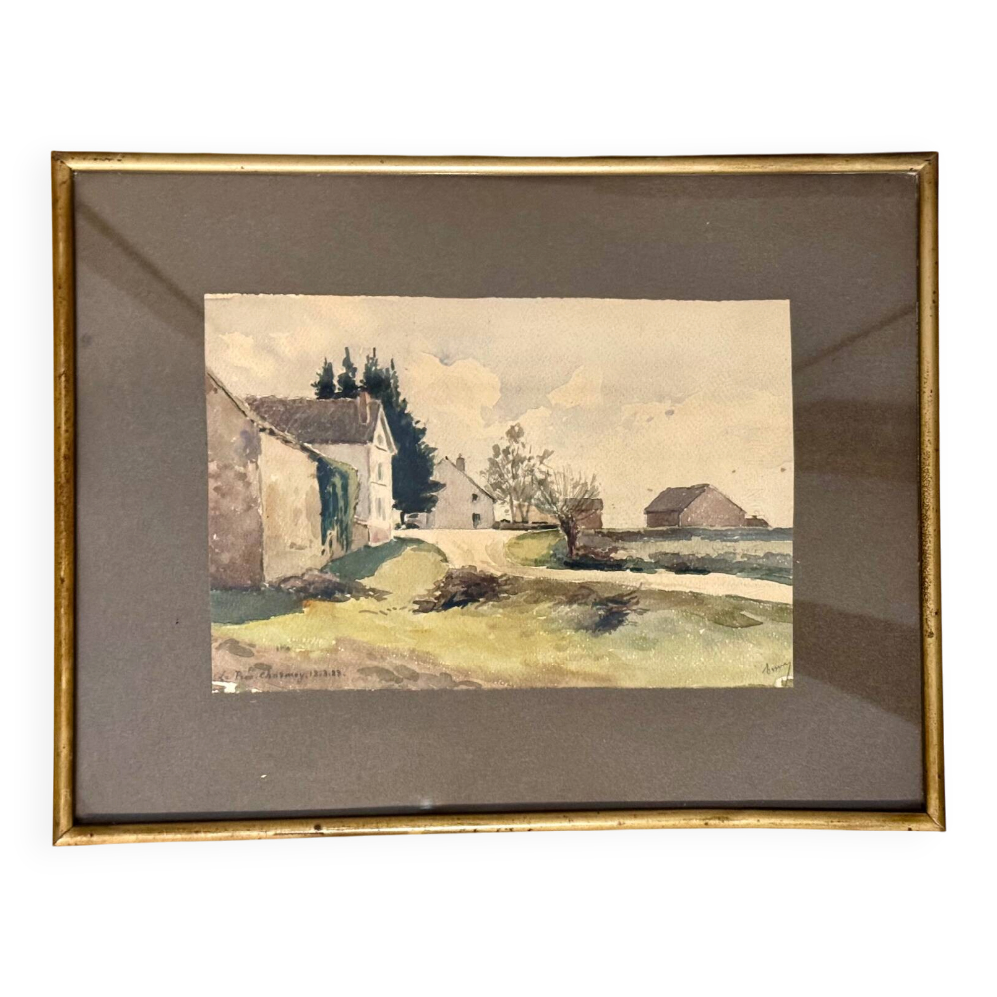 Old painting, rural landscape signed and dated.