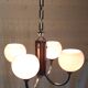 Art Deco chandelier with 4 lights in chrome metal and opaline - 1940s/50s