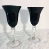 Stemmed glasses, vintage black flutes