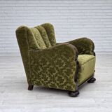 1950s, Danish relax chair, furniture velour, oak wood.