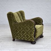 1950s, Danish relax chair, furniture velour, oak wood.