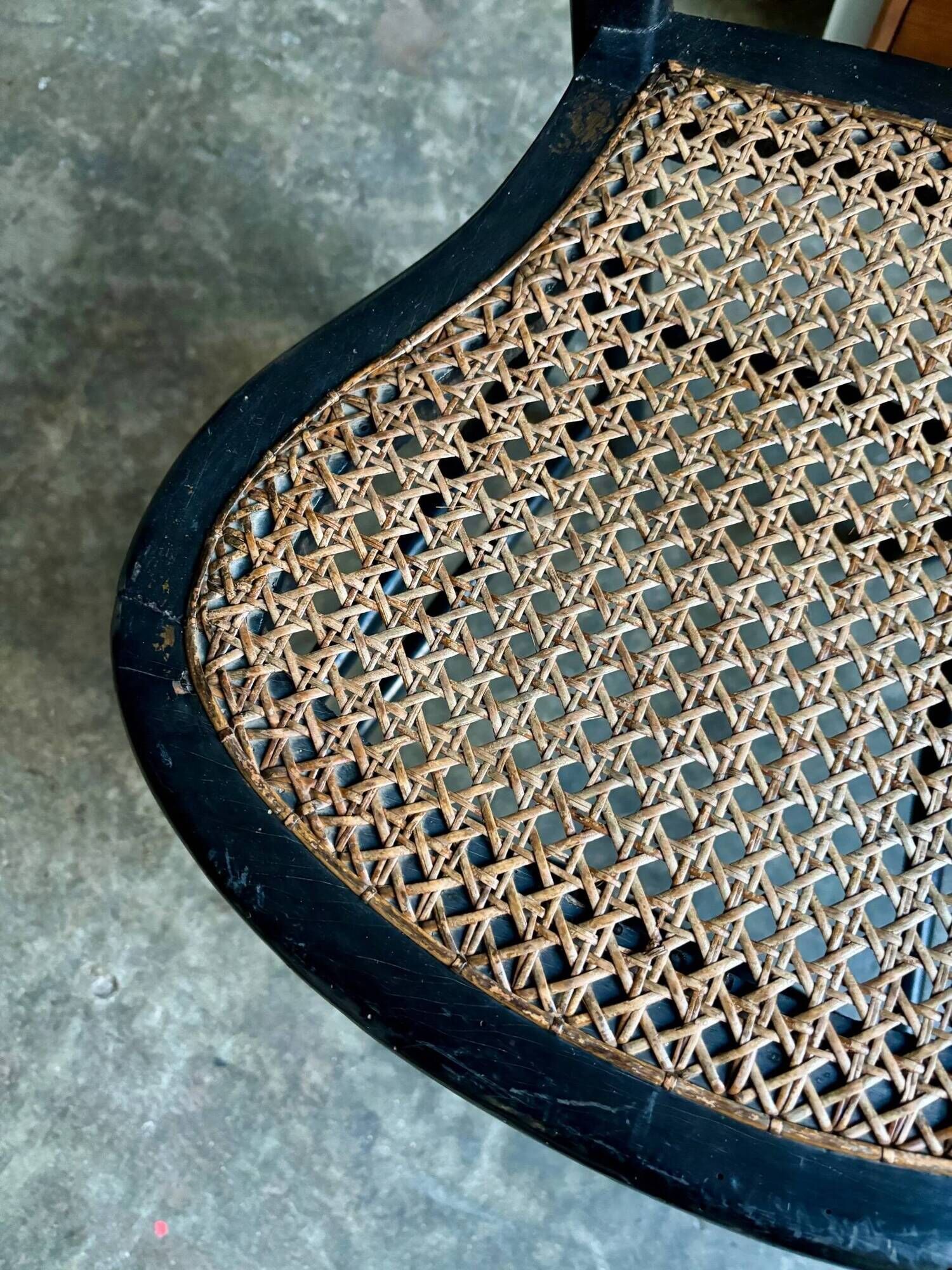 Napoleon III chair in black wood, mother-of-pearl and caning no. 1