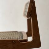 Teak wood and cane chair design, SNA Roset / Landault 1950-60