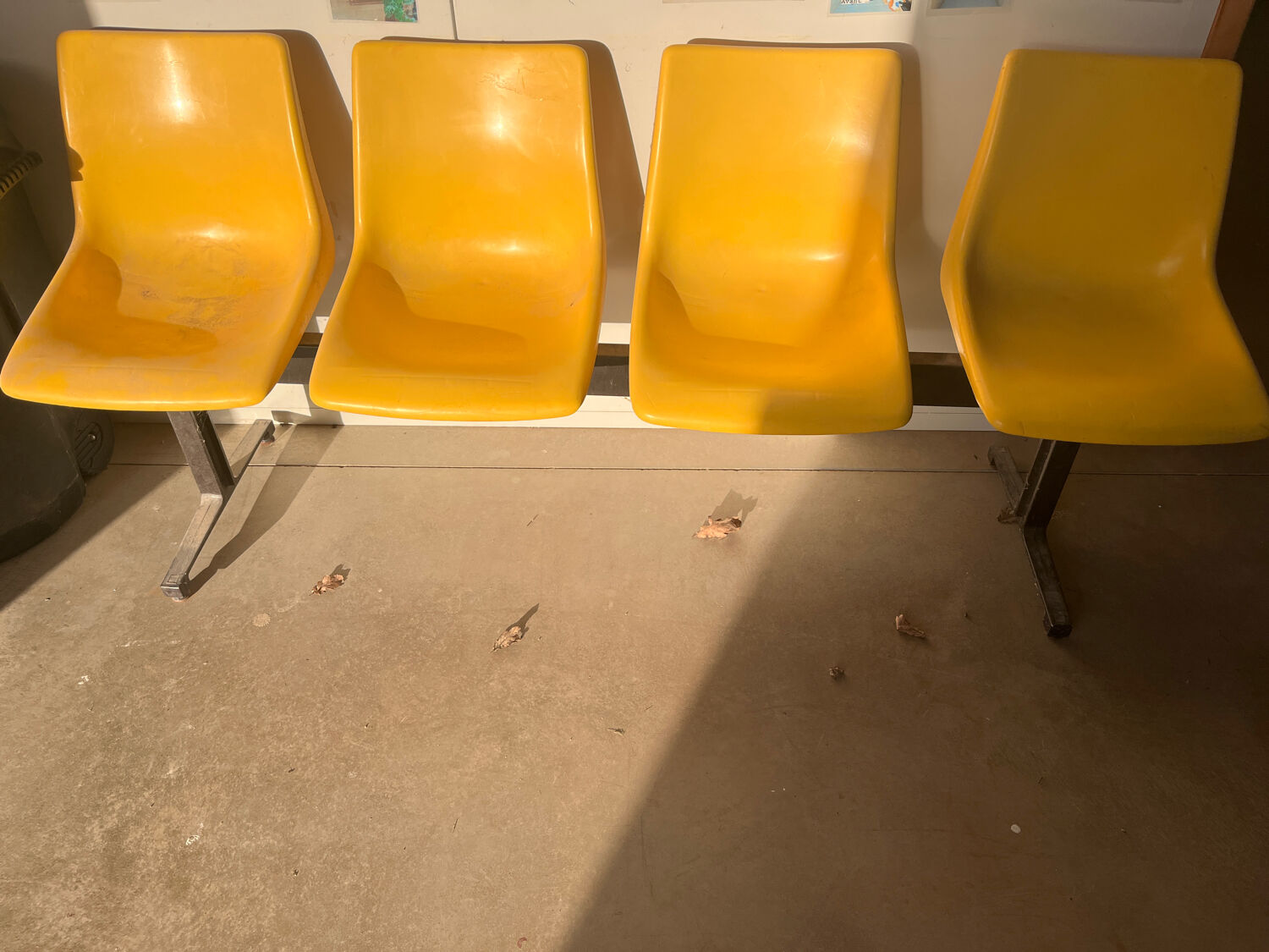 Waiting bench, vintage yellow sofa