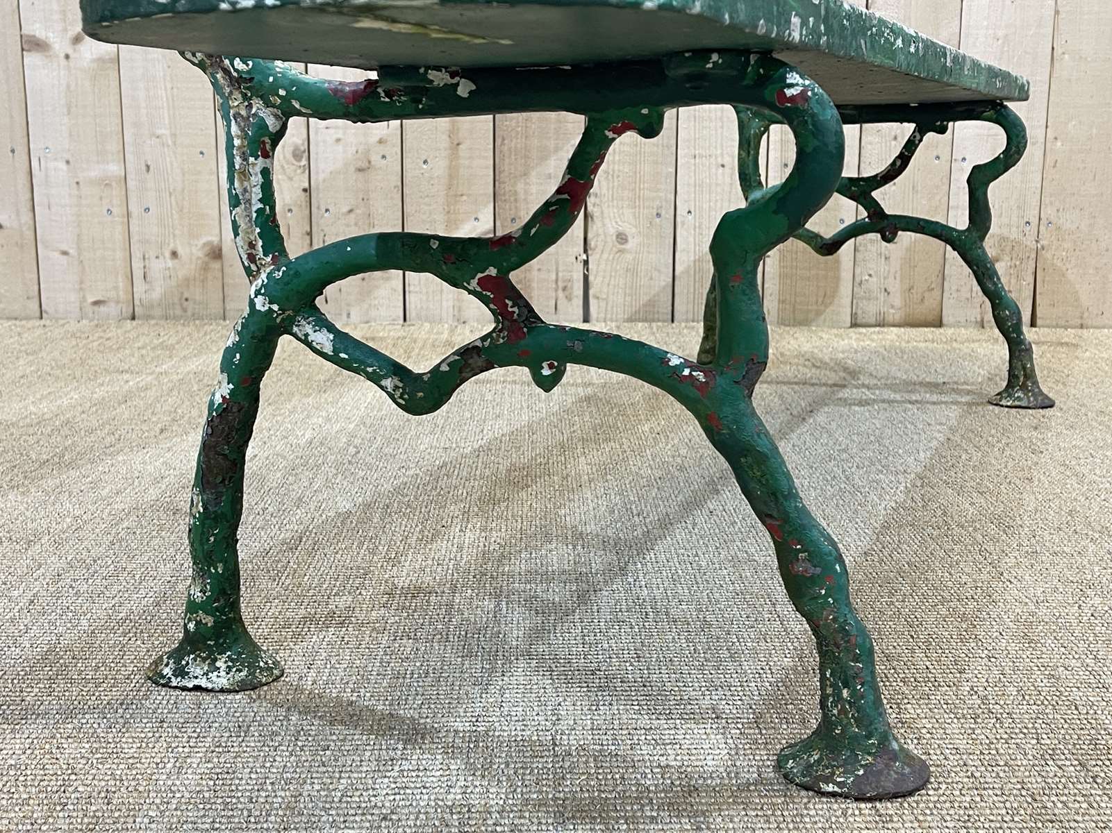 Garden bench of the early twentieth century cast iron and teak